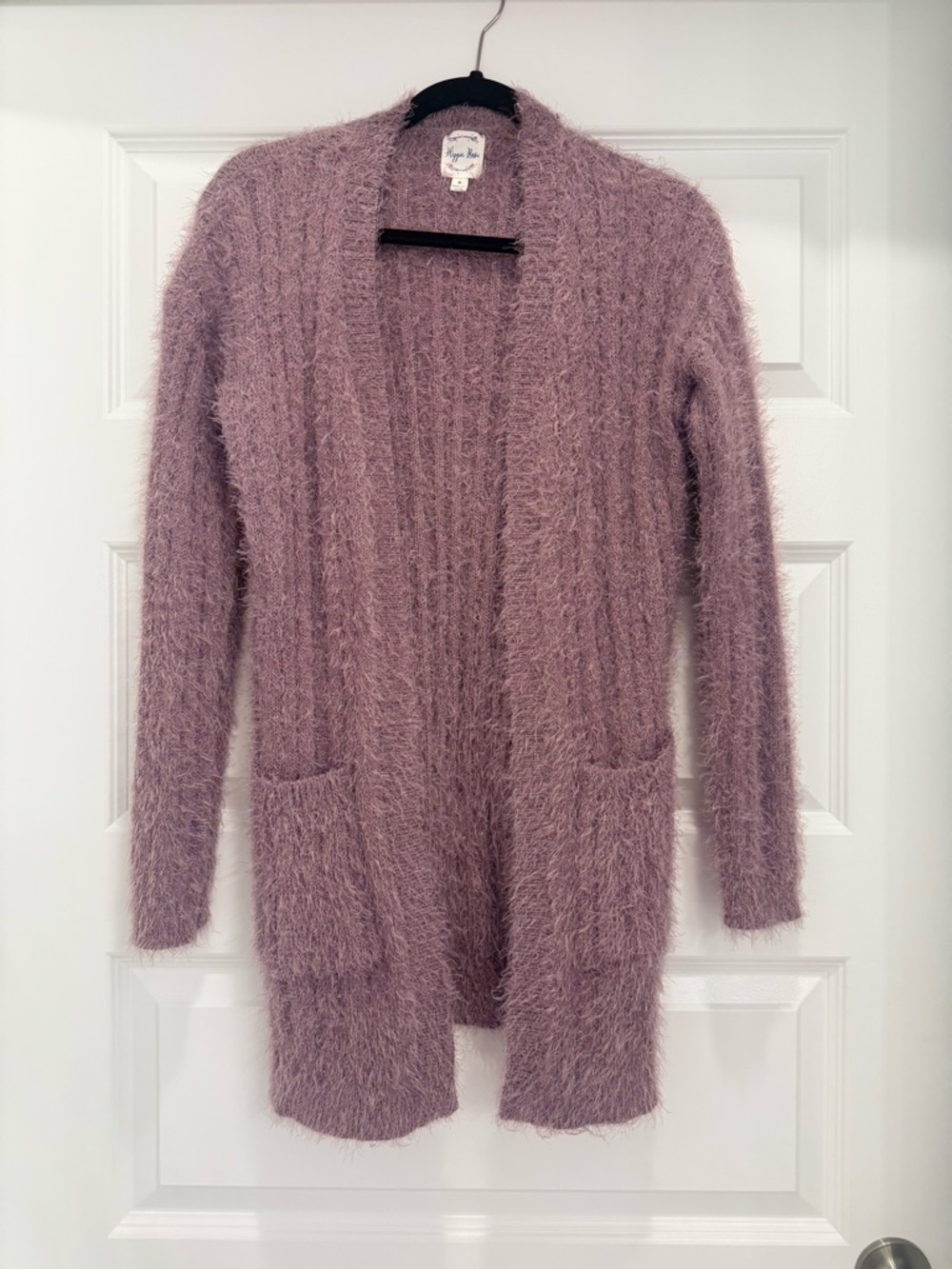 Hippie Rose Plush Open-Front Cardigan in Dusty Mauve